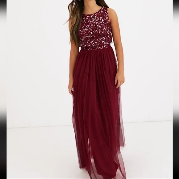 ASOS Maya Petite Bridesmaid delicate sequin 2 in 1 maxi dress - Picture 6 of 13